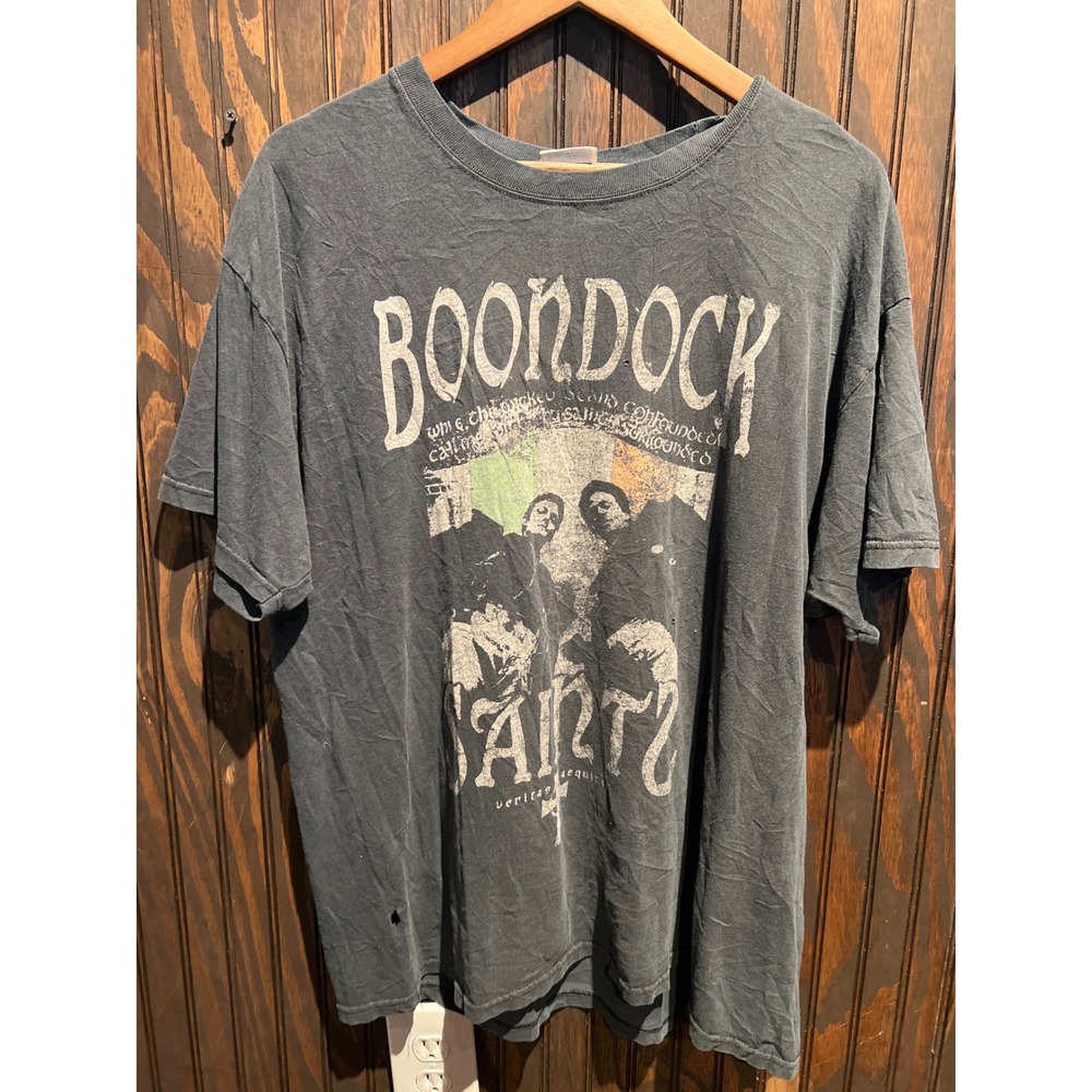 Vintage Boondock Saints Graphic T-Shirt Faded Black Movie Promo Tee XL 24x30